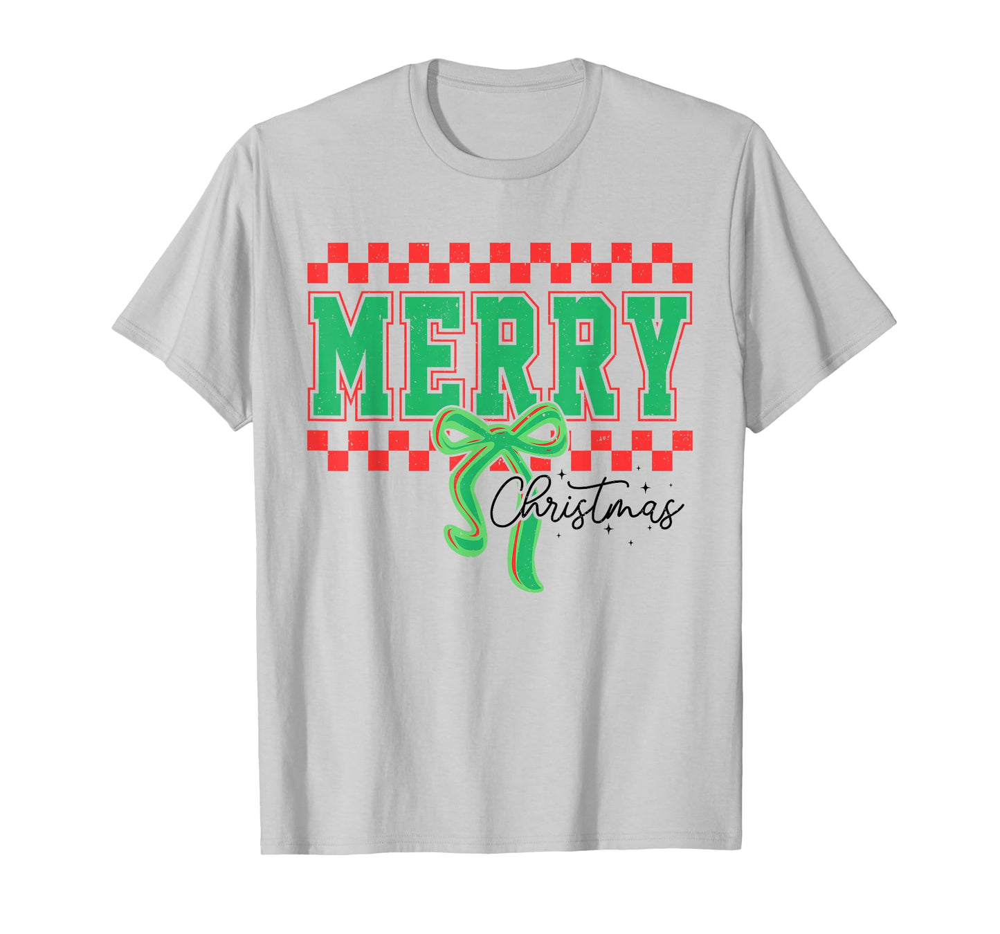 Coquette Merry Christmas Checkered Xmas Holiday Women Kids T-Shirt
