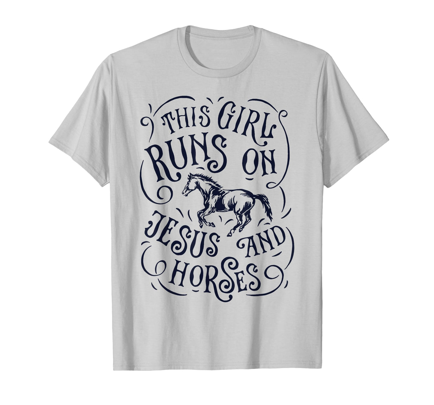 This Girl Runs On Jesus And Horses Horse Riding T-Shirt