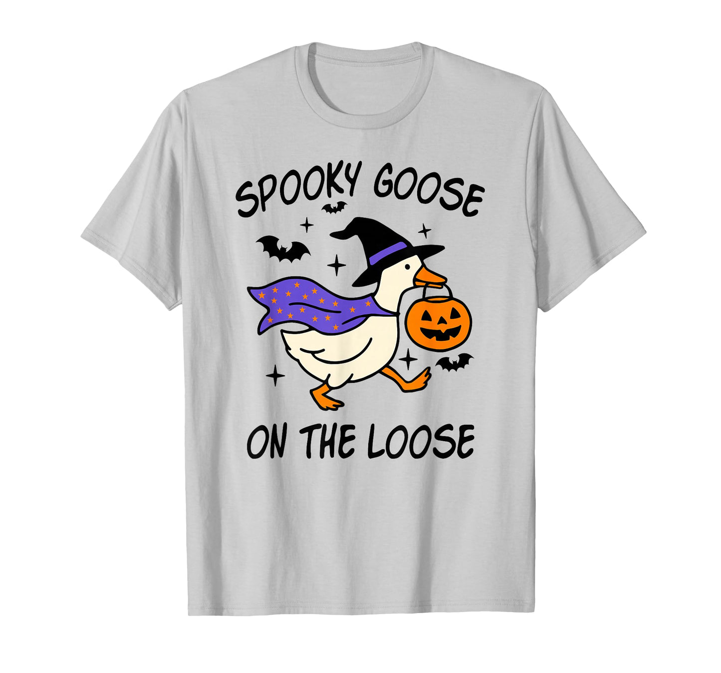 Spooky Goose On The Loose Witches Hat & Cape Funny Halloween T-Shirt