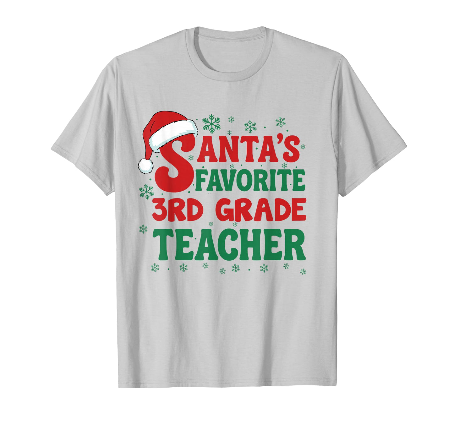 Santa's Favorite 3rd Grade Teacher Christmas Holiday Pajama T-Shirt