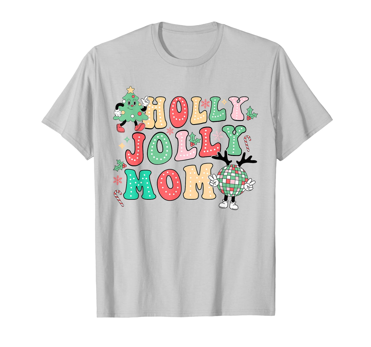 Groovy Holly Xmas Jolly Mom Christmas Vibes Matching Family T-Shirt