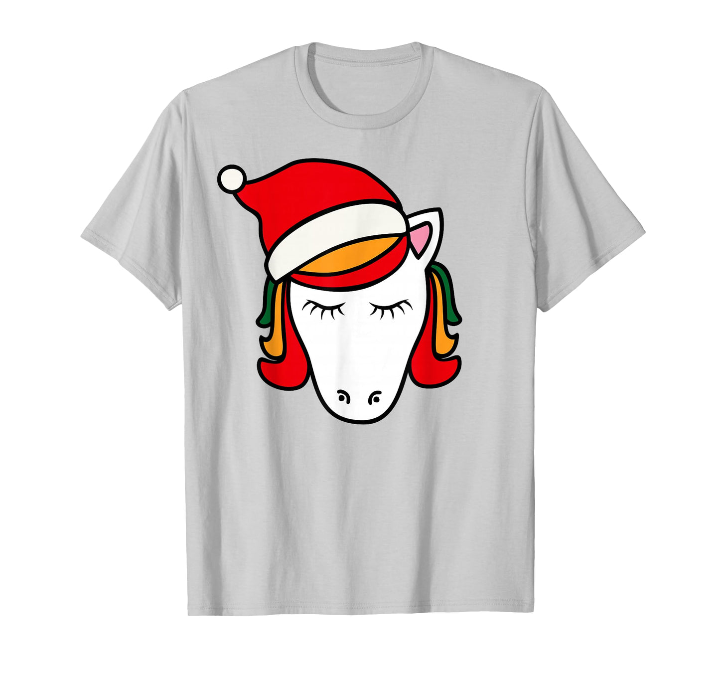 Unicorn with Santa Hat Cute Christmas Costume T-Shirt