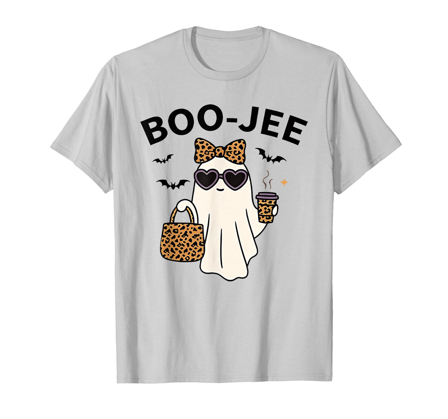 Coquette Leopard Ghost Coffee Boo-JEE Halloween Boujee Ghost T-Shirt