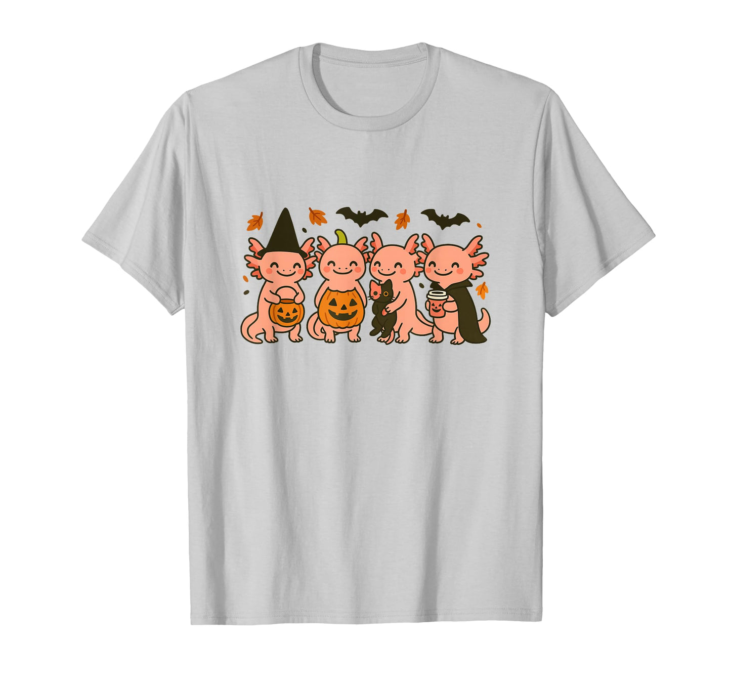 Fall Axolotl Halloween Witch Axolotl Trick or Treat Pumpkin T-Shirt