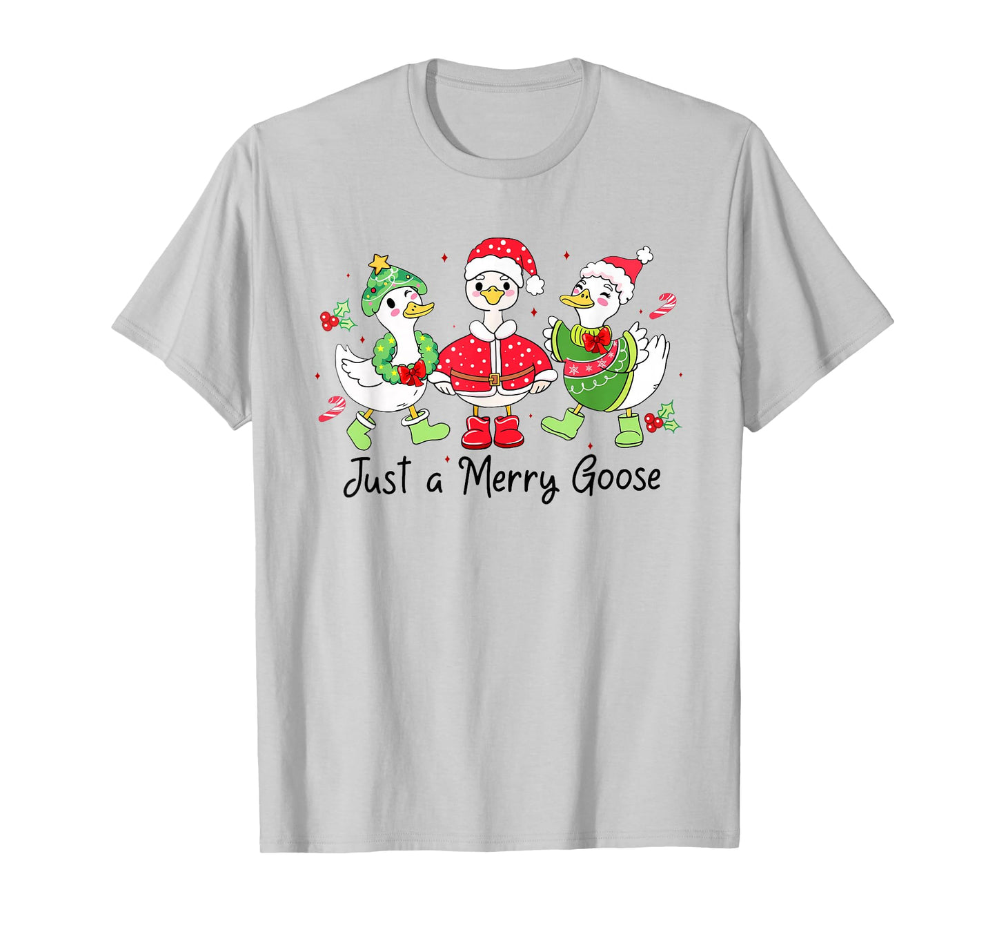 Retro Just A Merry Goose Funny Cute Goose Lovers Merry Xmas T-Shirt