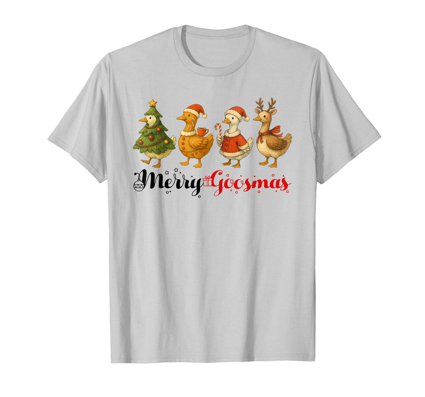 Merry Goosmas Funny Christmas Goose Santa Xmas Tree Holiday T-Shirt