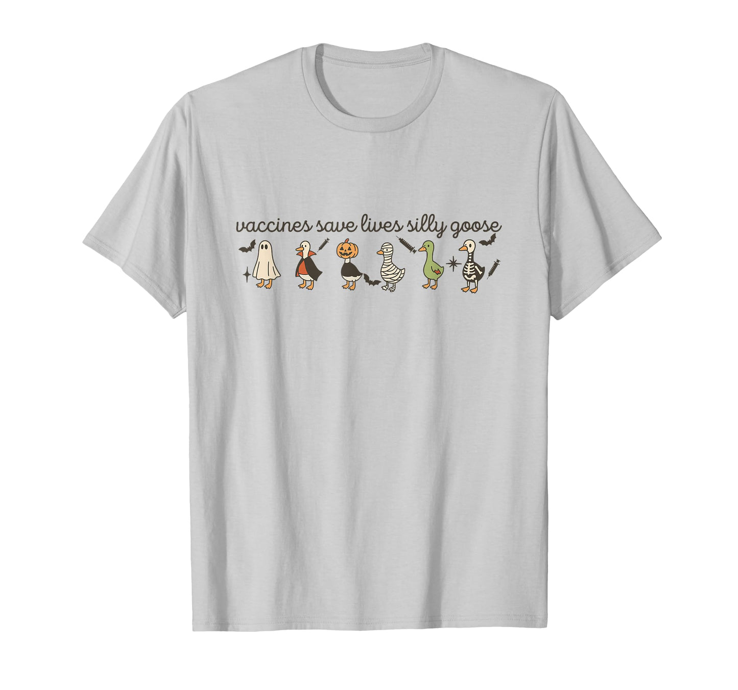 Vaccines Save Lives Silly Goose Halloween Goose Witch Farm T-Shirt