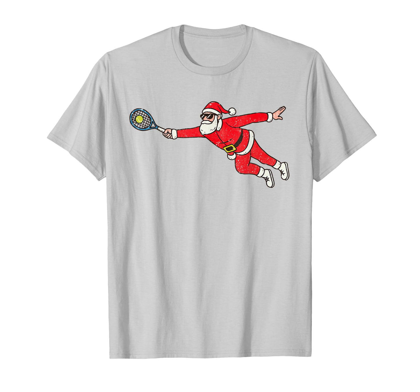 Santa Playing Tennis Christmas Vintage Funny Xmas T-Shirt