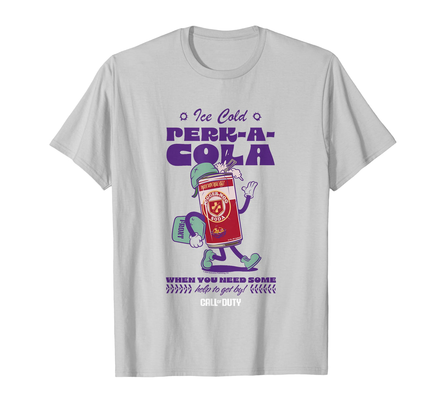 Call Of Duty I Cold Perk -A- Cola Retro T-Shirt - Unisex - Blue - Small - Short Sleeve - Classic Fit - Cotton Blend - Retro Video Game T-Shirt
