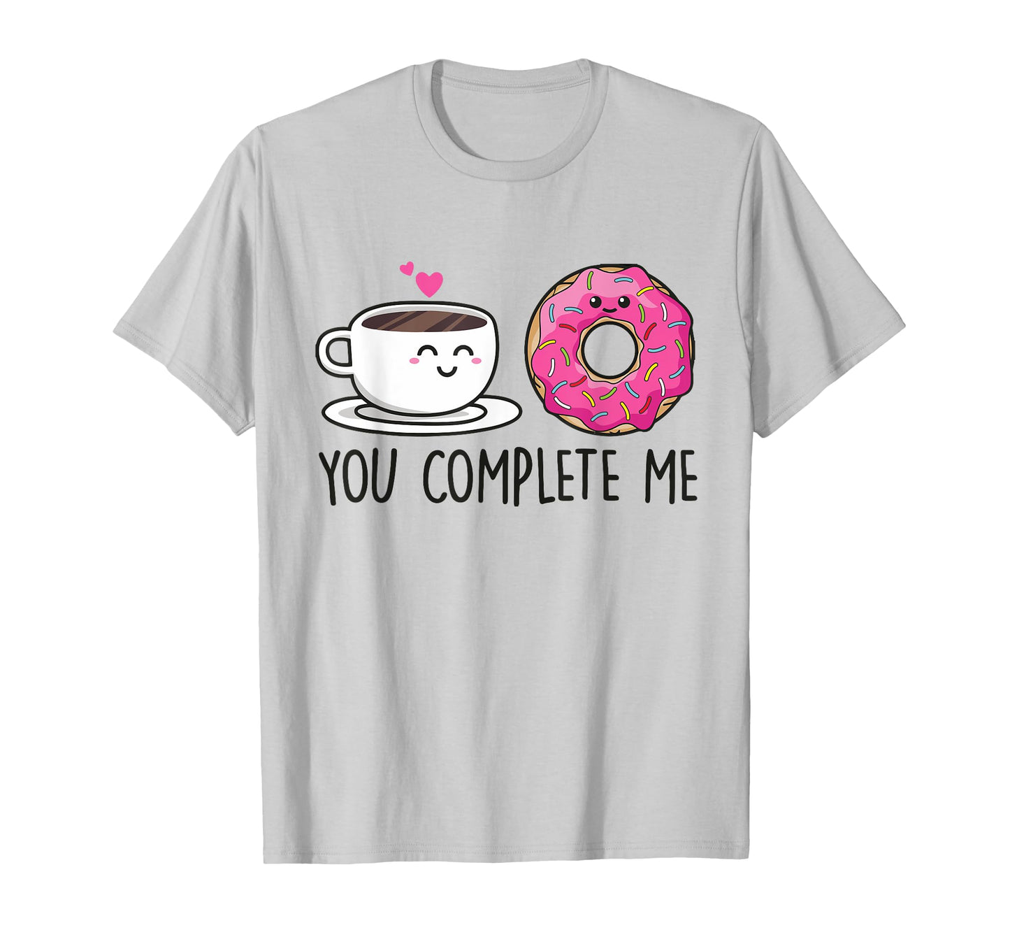 Cute Kawaii Donut & Coffee T-Shirt - YOU COMPLETE ME TShirt T-Shirt