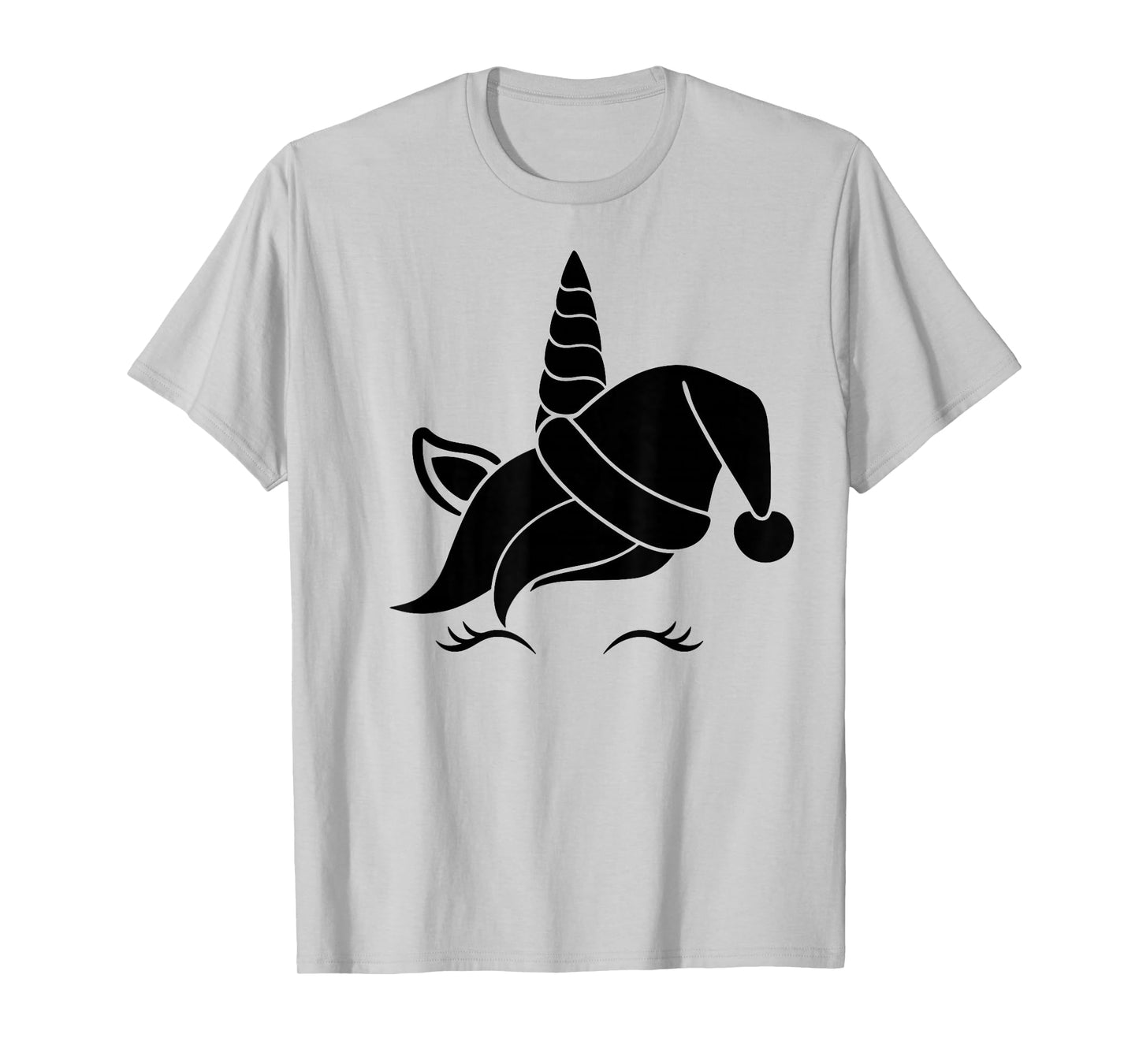 Unicorn Reindeer Face with Santa Hat Cute Christmas Costume T-Shirt