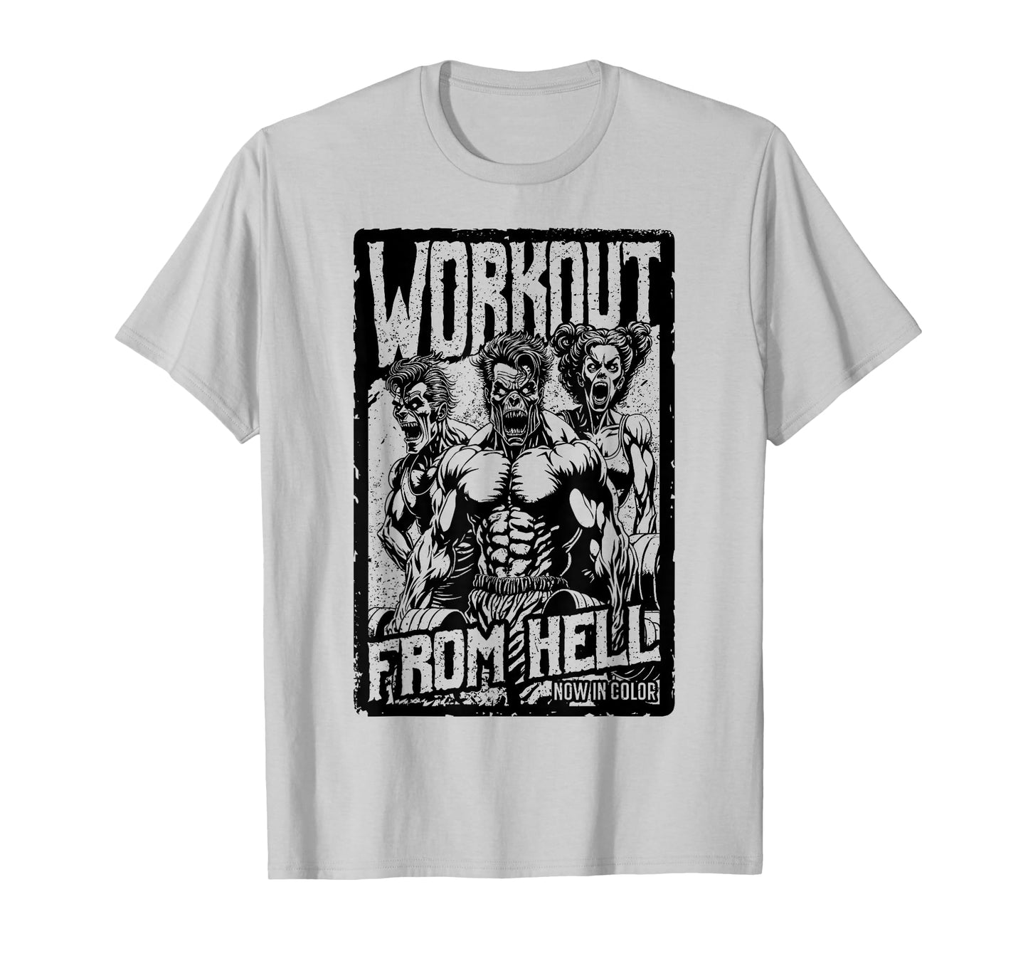 Gym Halloween Funny Retro Zombie Fitness Horror Movie Poster T-Shirt