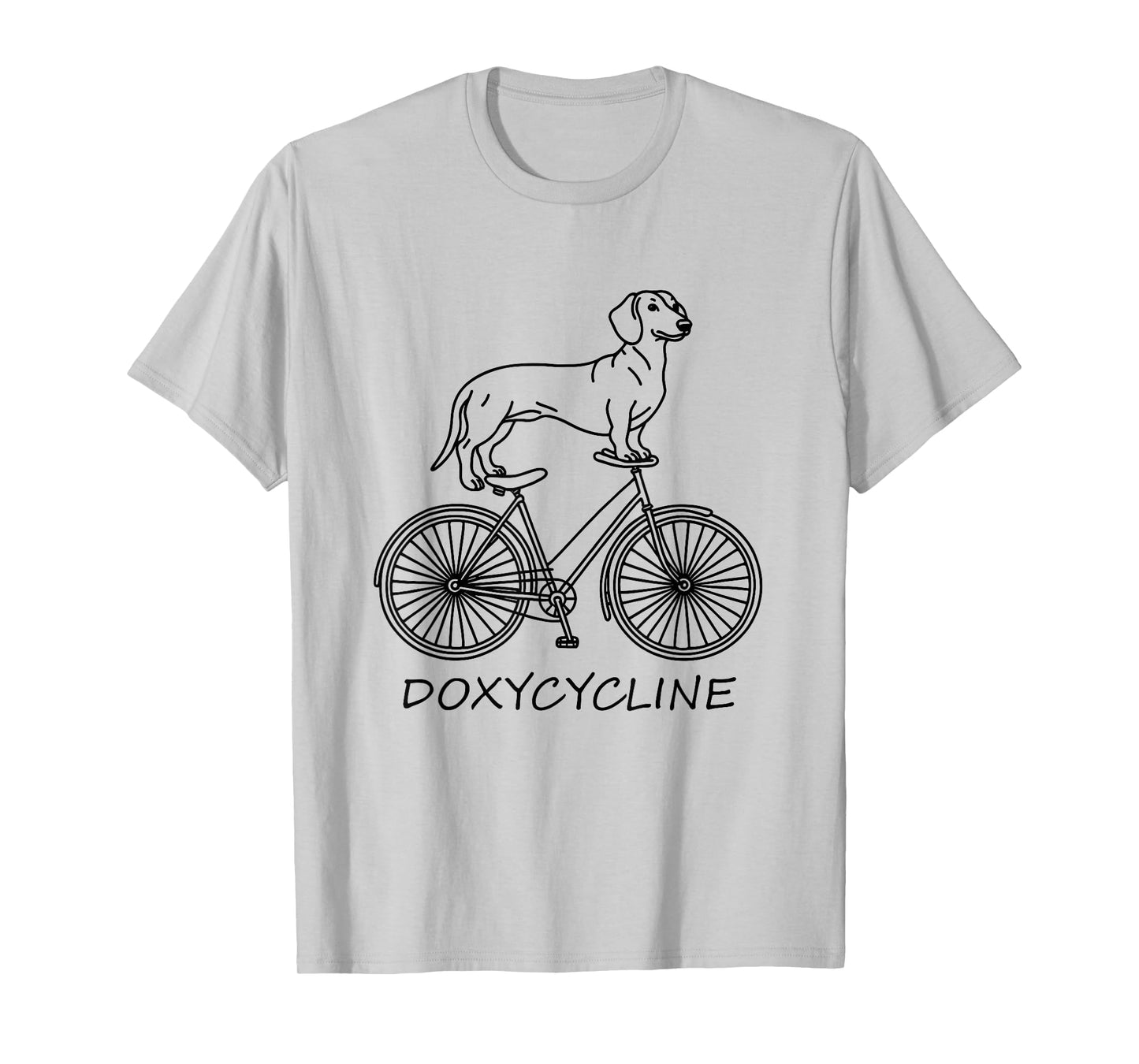 Dachshund on Bicycle Doxycycline Pharmacy Pun Dog Pharmacist T-Shirt for Men Women