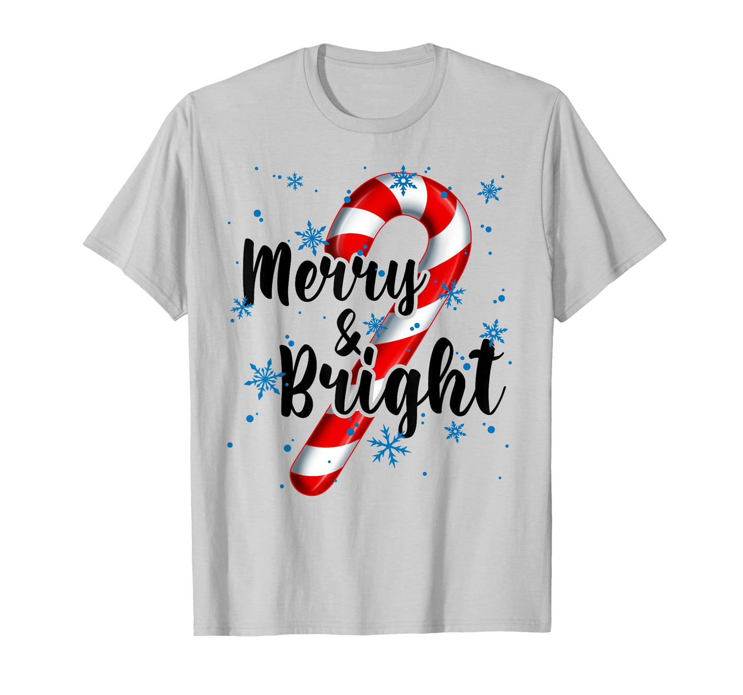 Candy Cane Merry and Bright Red and White Candy Snowflakes T-Shirt