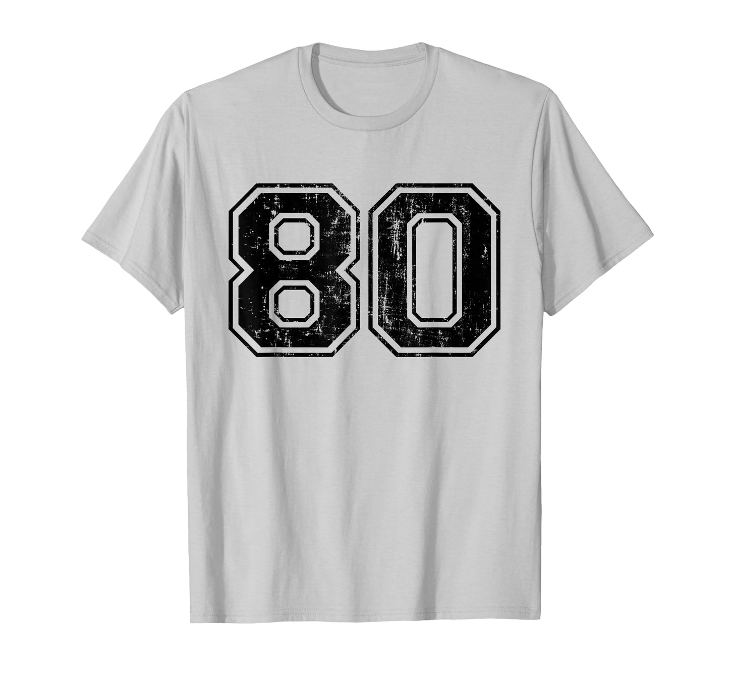 Number 80 Varsity Distressed Vintage Sport Team Player's Fan T-Shirt