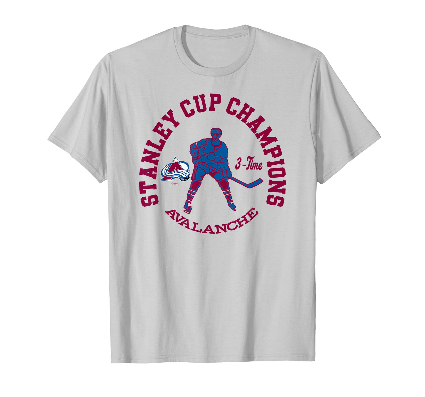 Colorado Avalanche Stanley Cup Champions 3-Time Gray T-Shirt