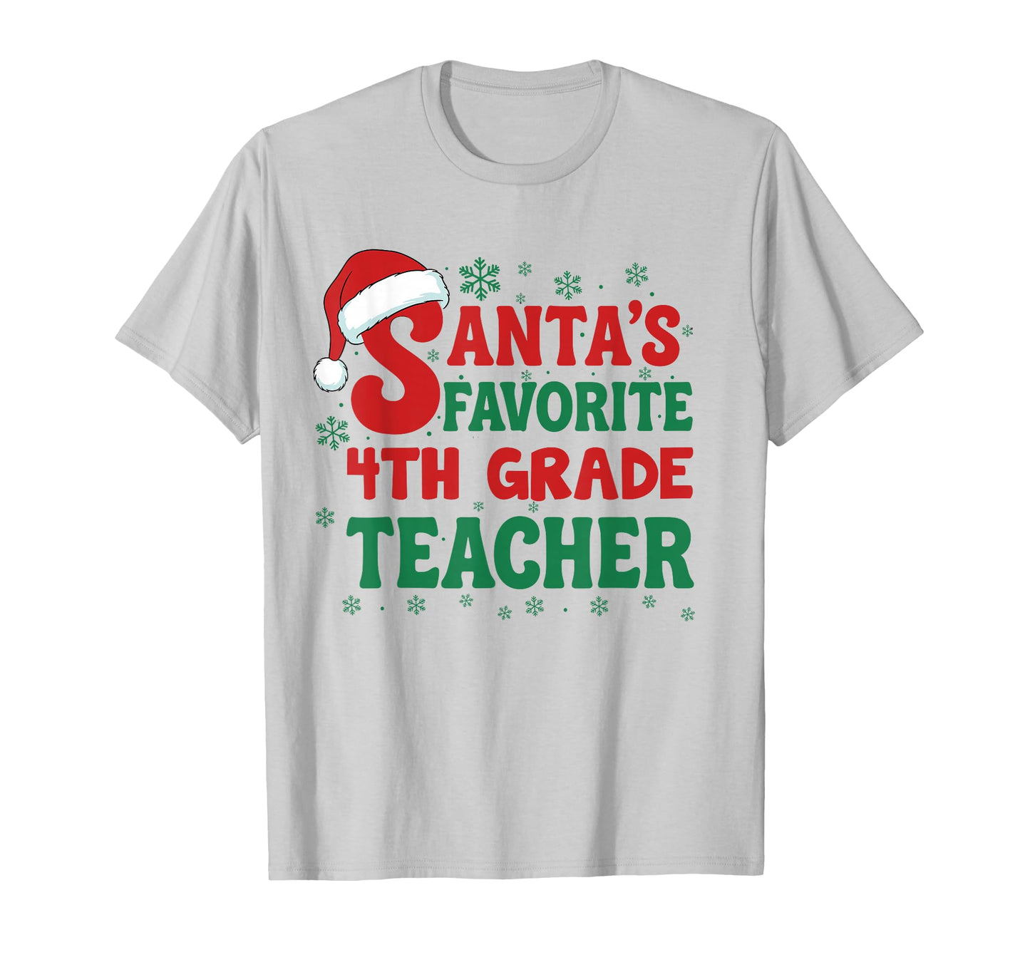 Santa's Favorite 4th Grade Teacher Christmas Holiday Pajama T-Shirt