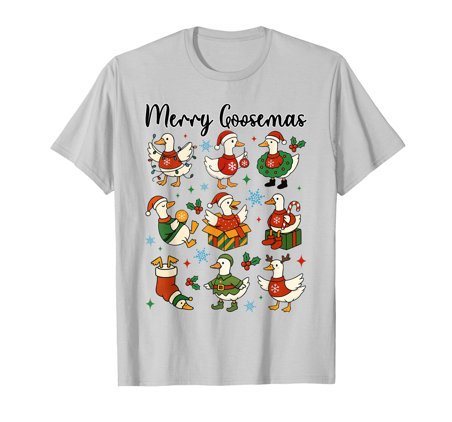Merry Goosemas Funny Christmas Silly Goose Santa Xmas Vibes T-Shirt