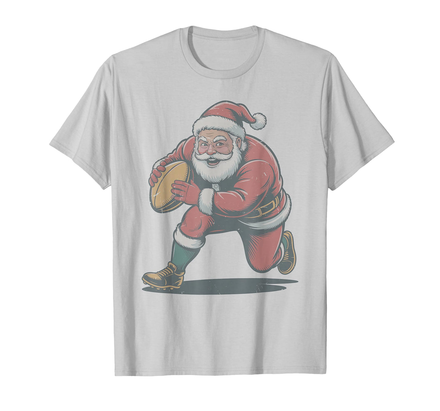 Santa Playing Rugby Christmas Holiday Retro Vintage 90s T-Shirt