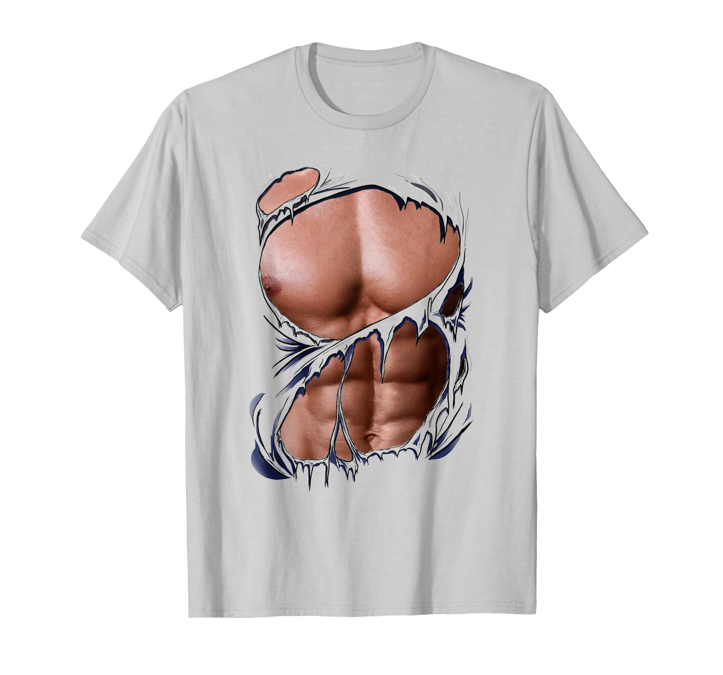 Fake Muscles Ripped Torn Chest Six Pack Abs Fitness Model T-Shirt