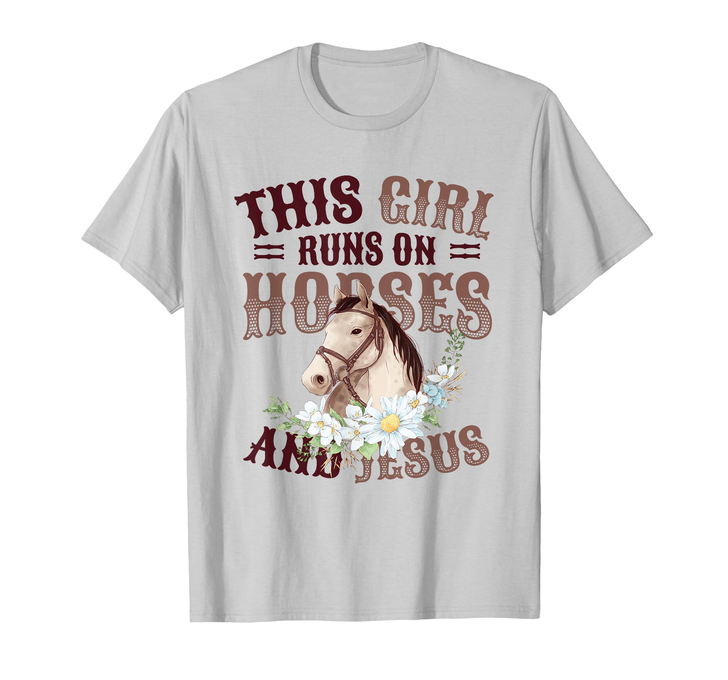 This Girl Runs On Horses And Jesus Girls Horse T-Shirt