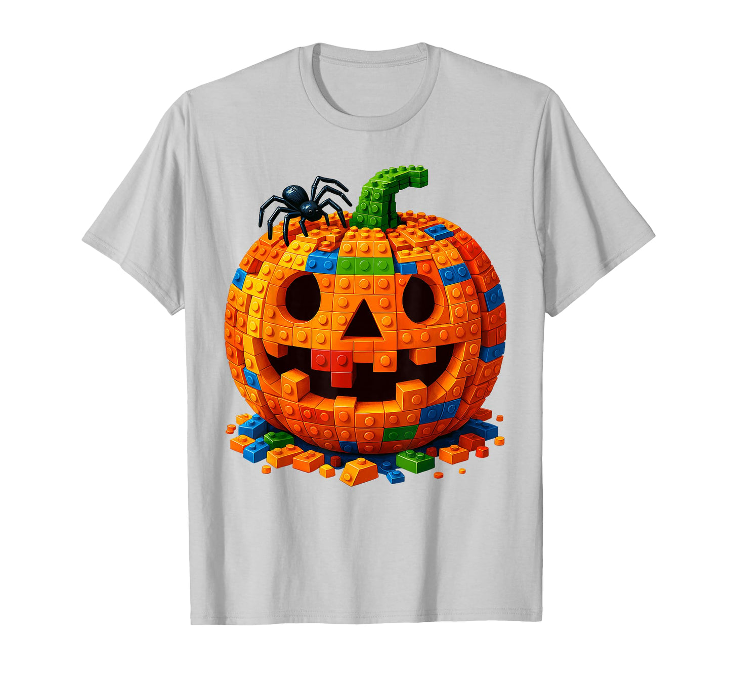 Jack O Lantern Pumpkin Blocks Building Happy Halloween Day T-Shirt