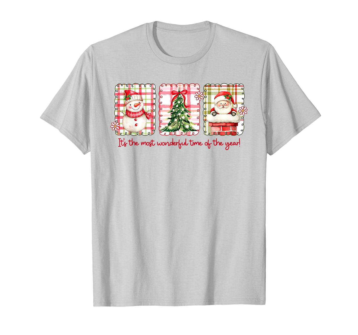 Christmas The Most Wonderful Time of The Year Plaid Snowman T-Shirt