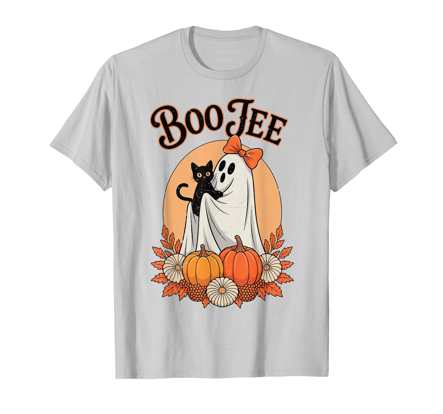 Boo JEE Cute Halloween Ghost Holding Black Cat Girl Toddler T-Shirt