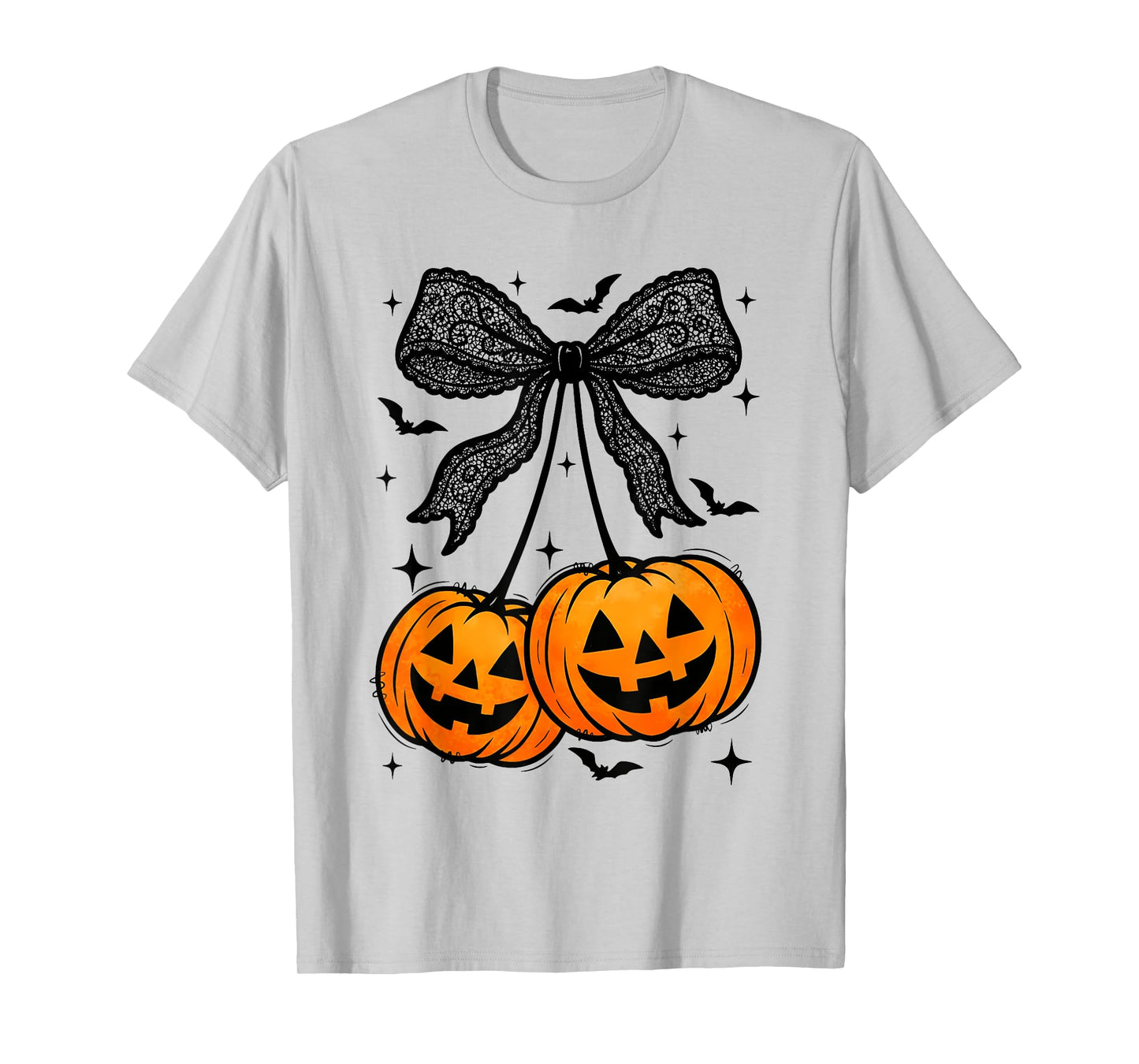 Funny Halloween Pumpkin Cherries Fall Autumn Coquette Bow T-Shirt