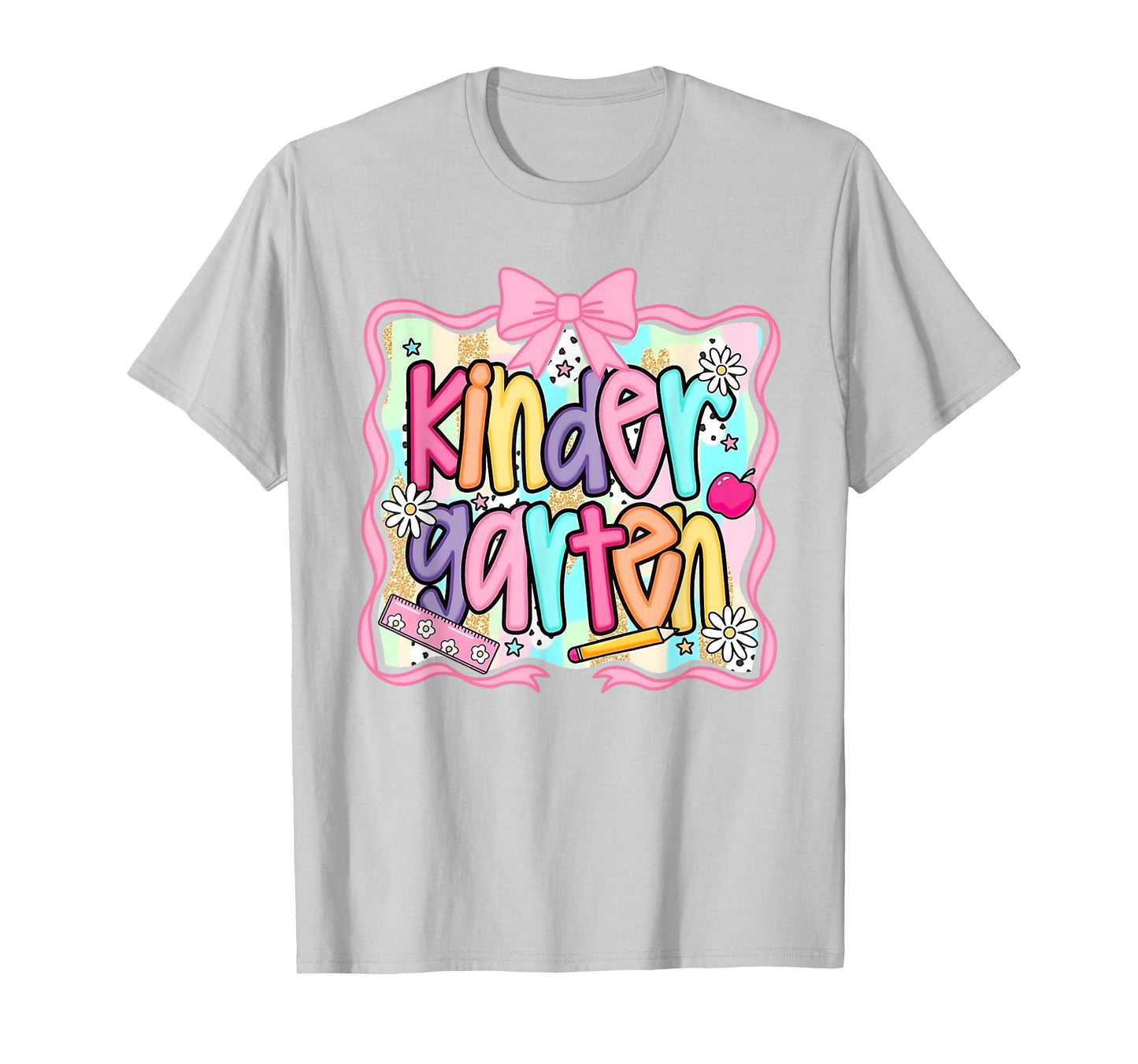 Preppy Kindergarten Teacher Groovy Floral Coquette Pencil T-Shirt