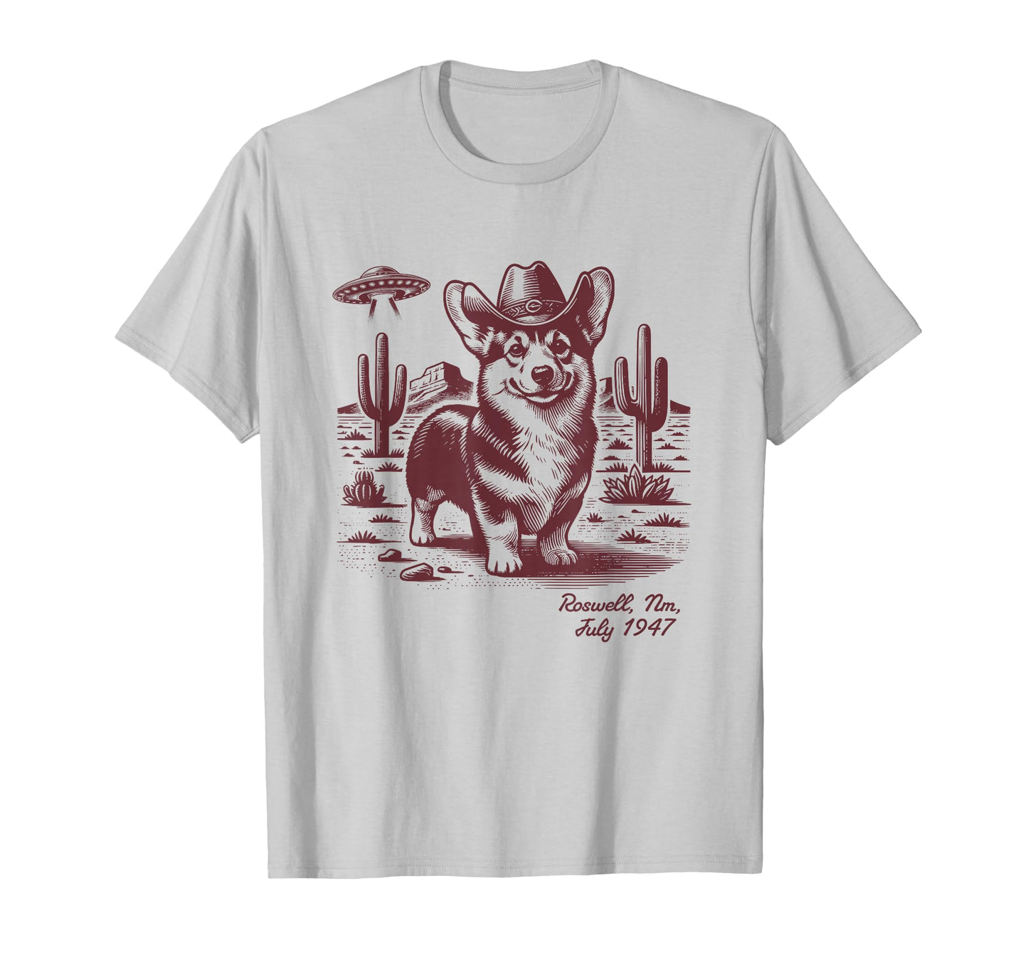 Retro 90s Cowgirl Western Cowboy Corgi Ufo Alien T-Shirt