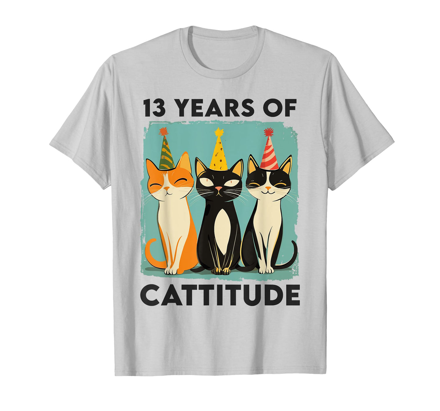 13 Years Of Cattitude 13th Birthday Cat Lover 13 Years Old T-Shirt for Men Women Kids