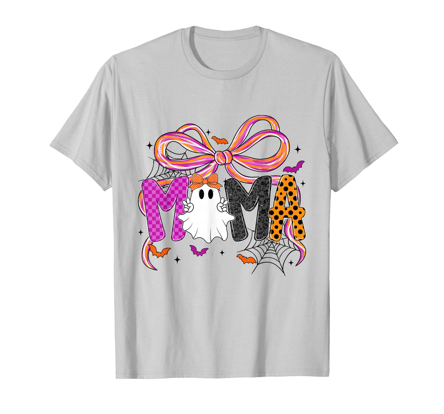 Coquette Checkered Ghost Mama Halloween Lace Ghost Womens T-Shirt
