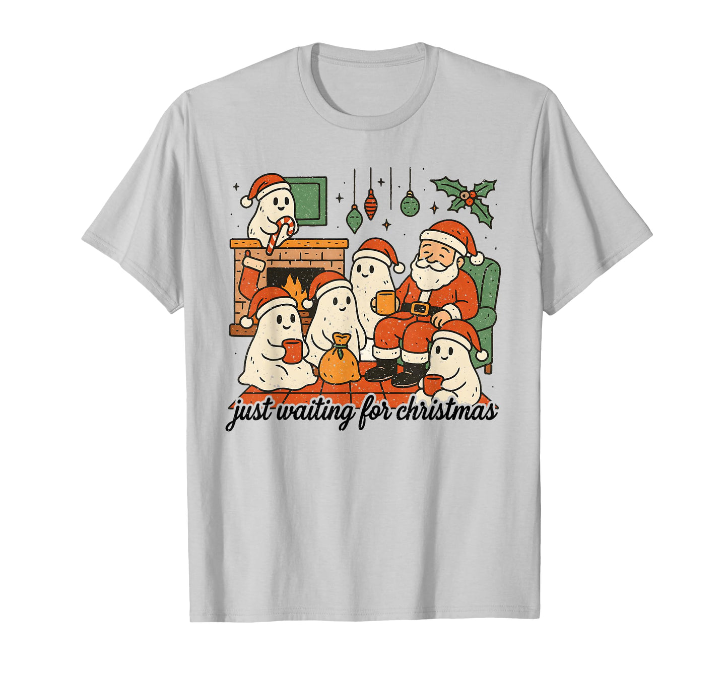 Just Waiting for Christmas, Santa Claus Ghost Christmas T-Shirt