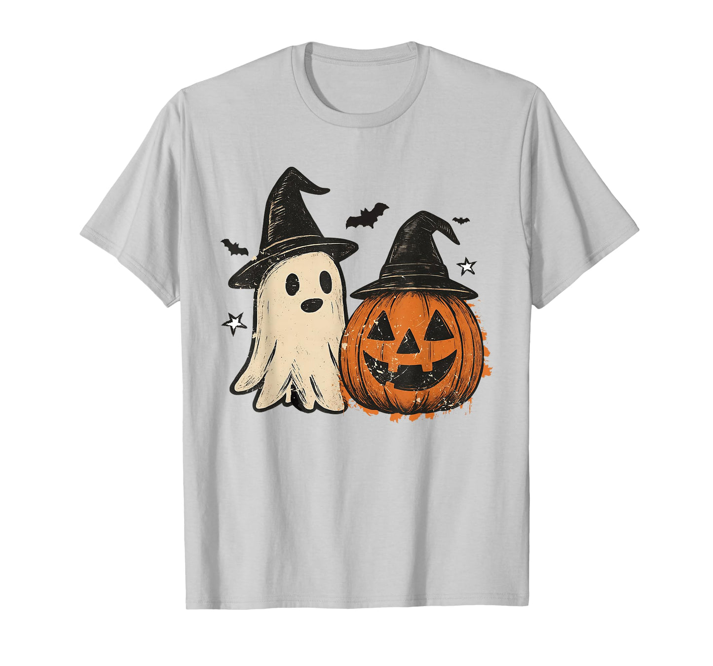 Cute Ghost Pumpkin Groovy Halloween Spooky Season Women T-Shirt