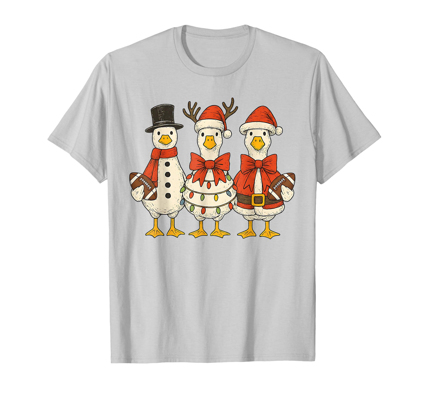 Vintage Christmas Football Goose Merry Christmas Football T-Shirt