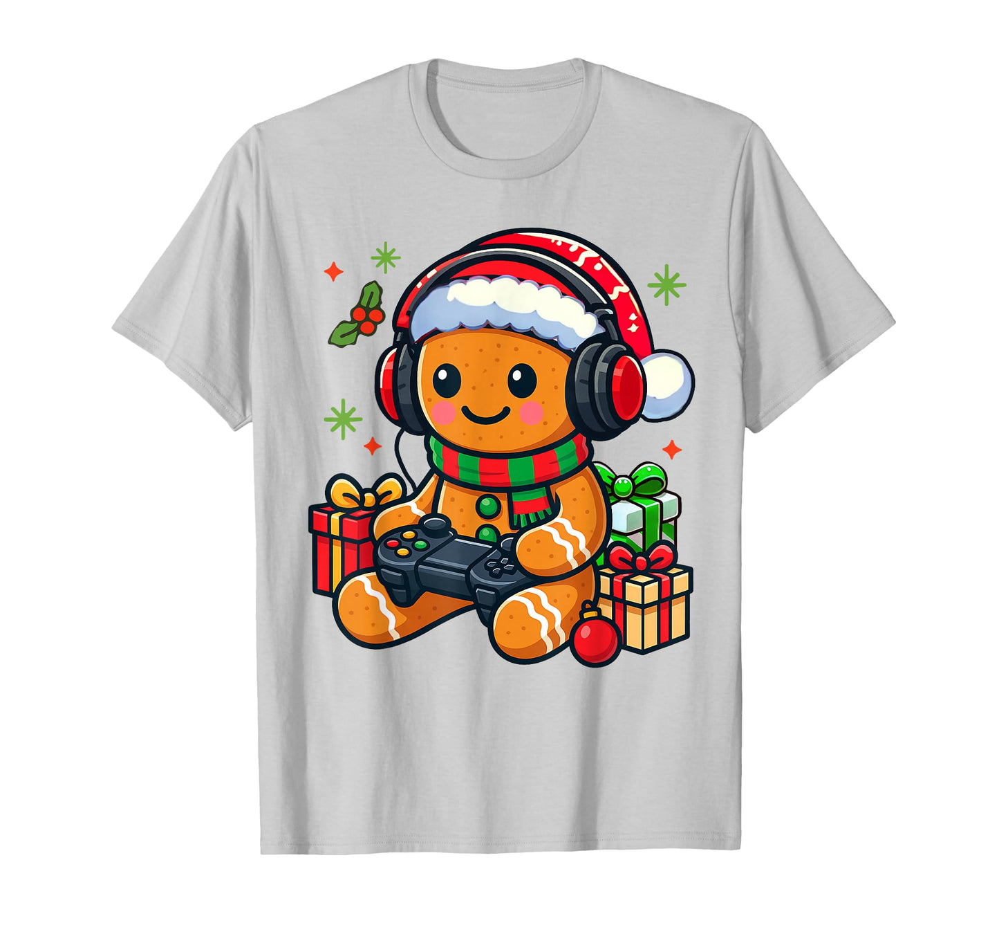 Christmas Xmas Vibes Gaming Lover Gingerbread Playing Games T-Shirt