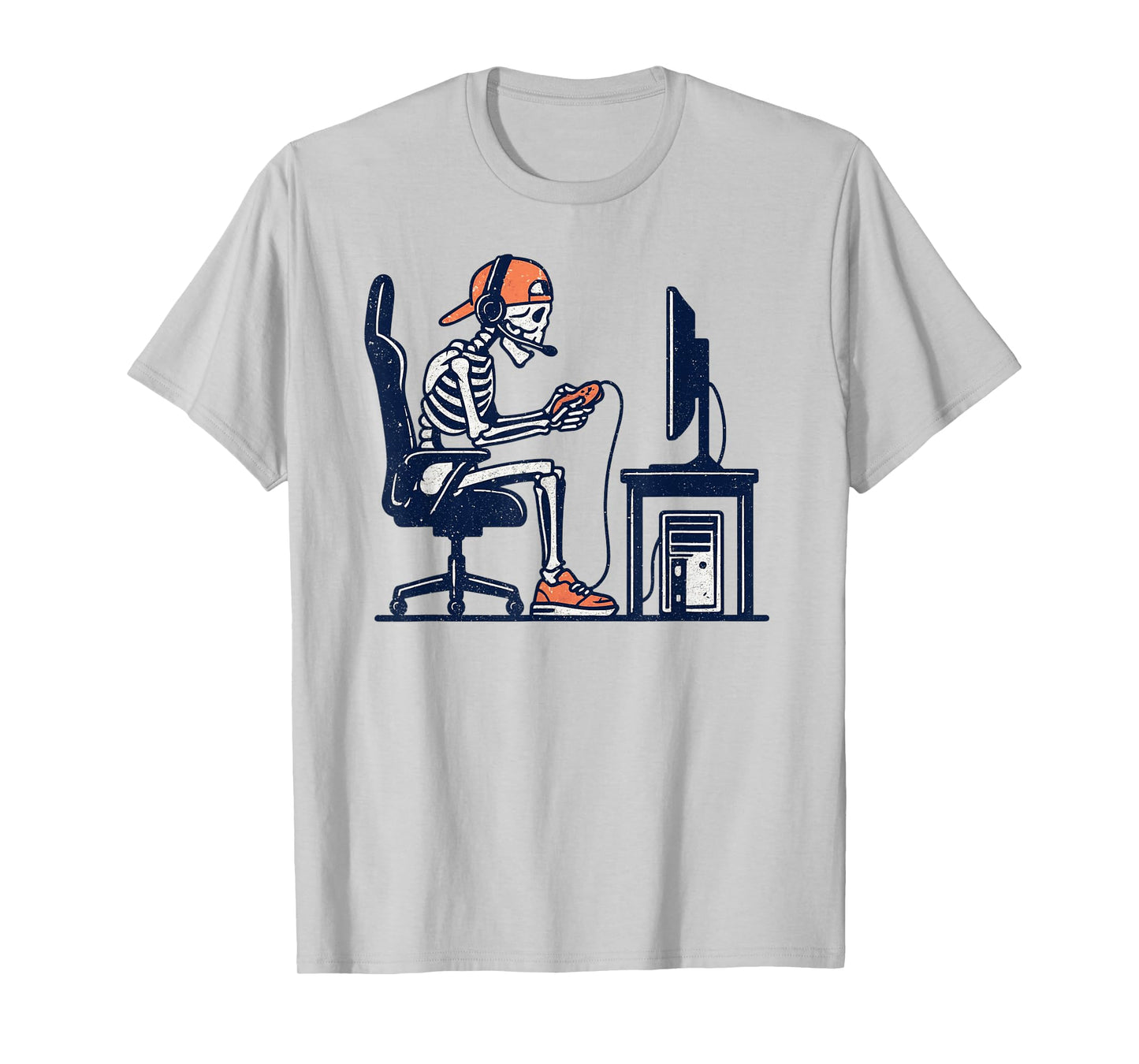 Vintage Halloween Skeleton Gamer Funny Spooky Costume T-Shirt