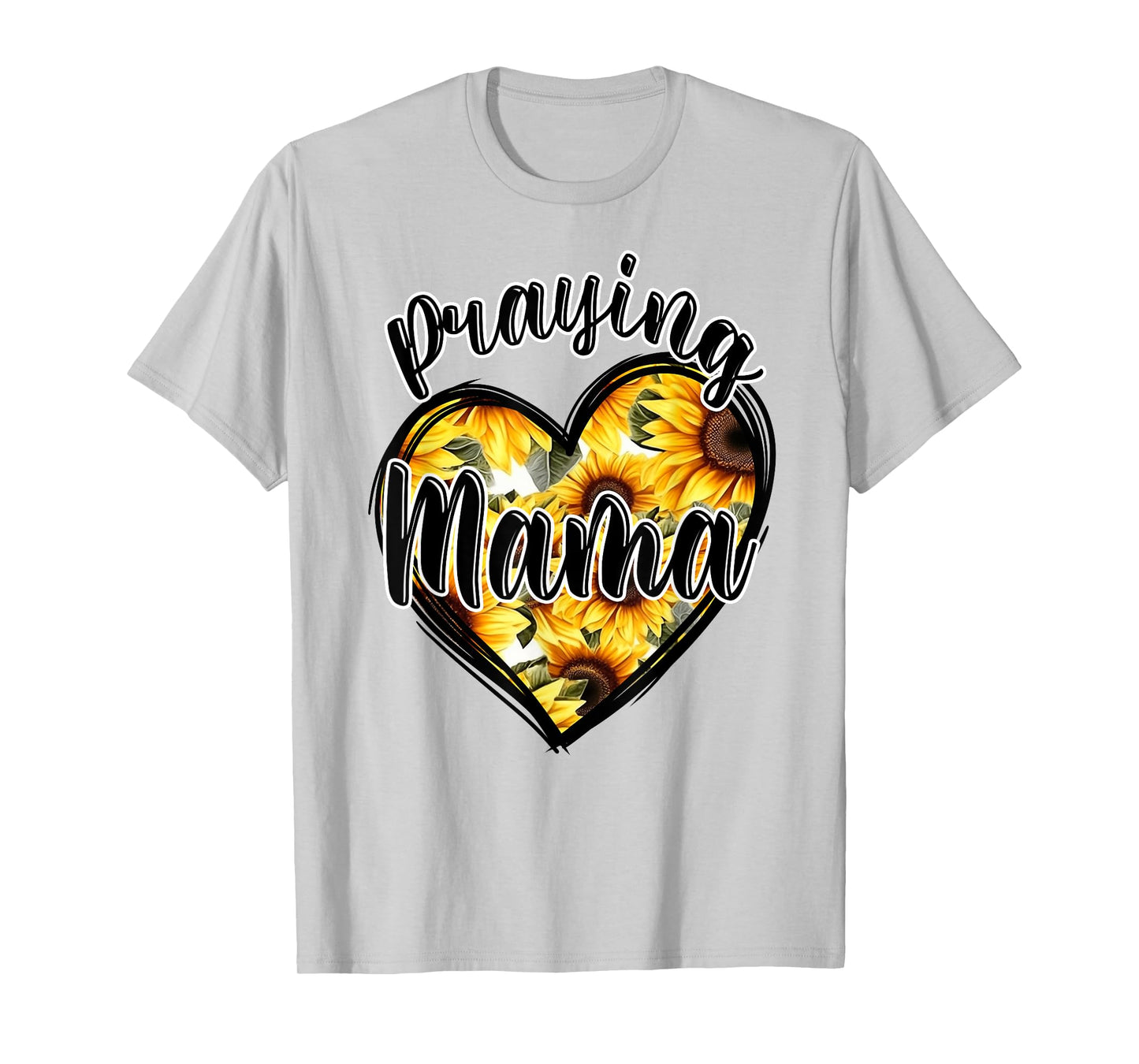 Jesus Praying Mama Christian Religious Sunflowers Heart T-Shirt