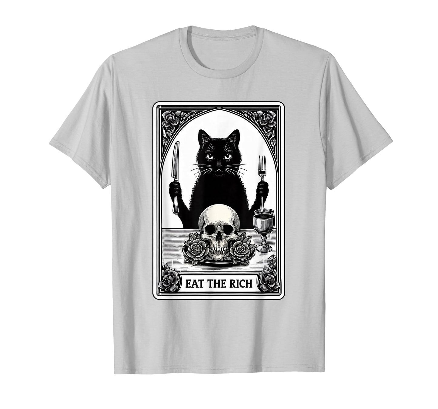 Cat Lover Black Cat Person Funny Eats The Rich Tarot Card T-Shirt