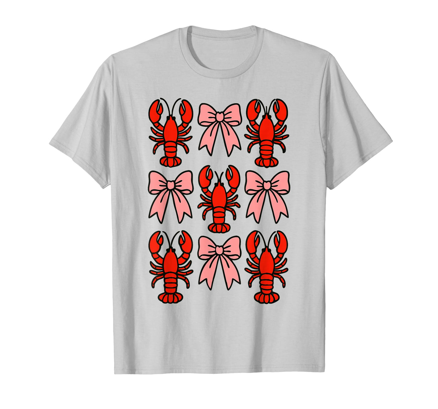 Coquette Lobster Pink Bow Clean Girl Retro Aesthetic T-Shirt