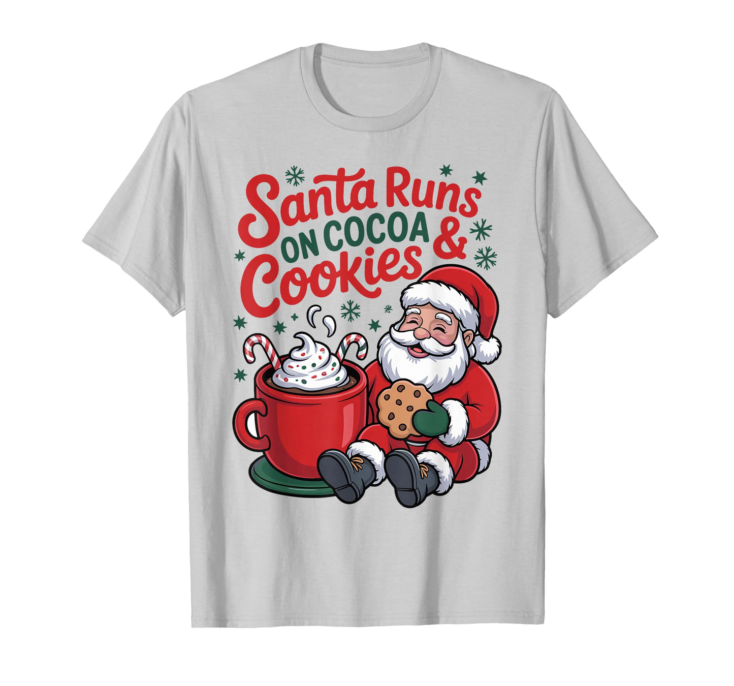 Funny Santa Runs on Cocoa and Cookies Christmas Kids T-Shirt
