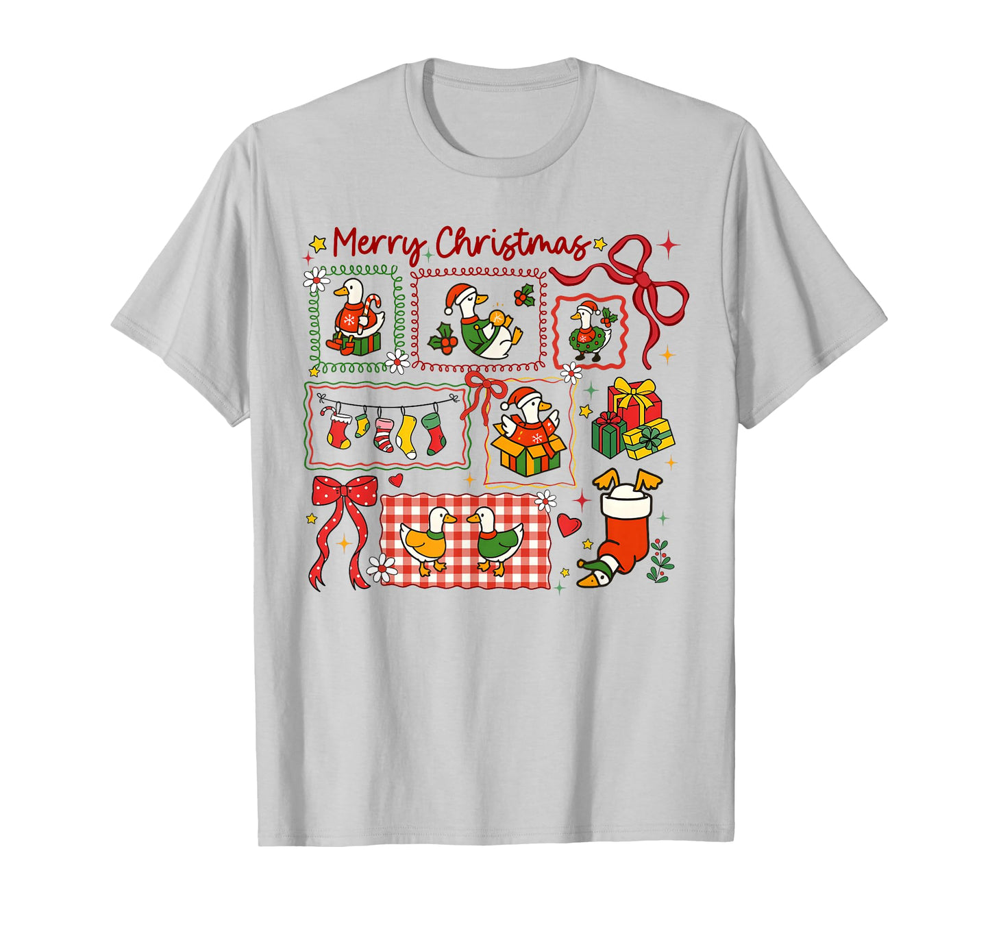 Cute Merry Christmas Goose Holiday Coquette Bow Girl Women T-Shirt