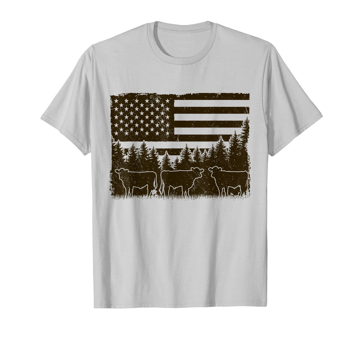 Black Angus Cow 4th of July USA Patriotic Cattle Farmer T-Shirt