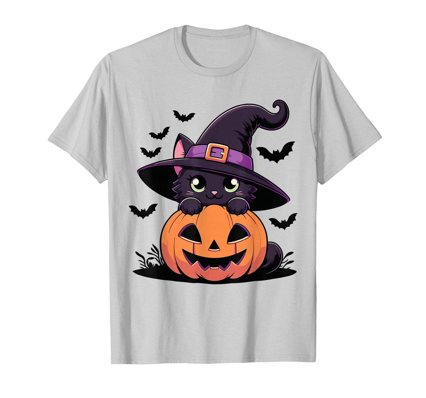 Retro Black Cat Pumpkin Halloween Costume Fall Autumn Season T-Shirt