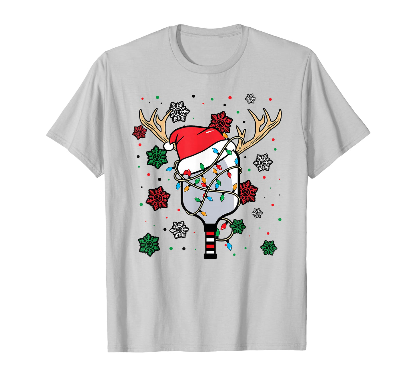 Christmas Pickleball Paddle Reindeer Santa Hat Xmas Costume T-Shirt