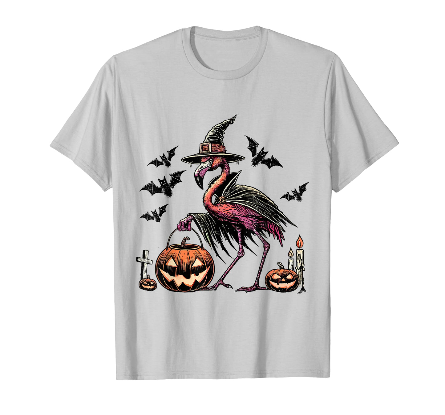 Halloween Flamingo Witch Funny Spooky Flamingo Costume Tee T-Shirt