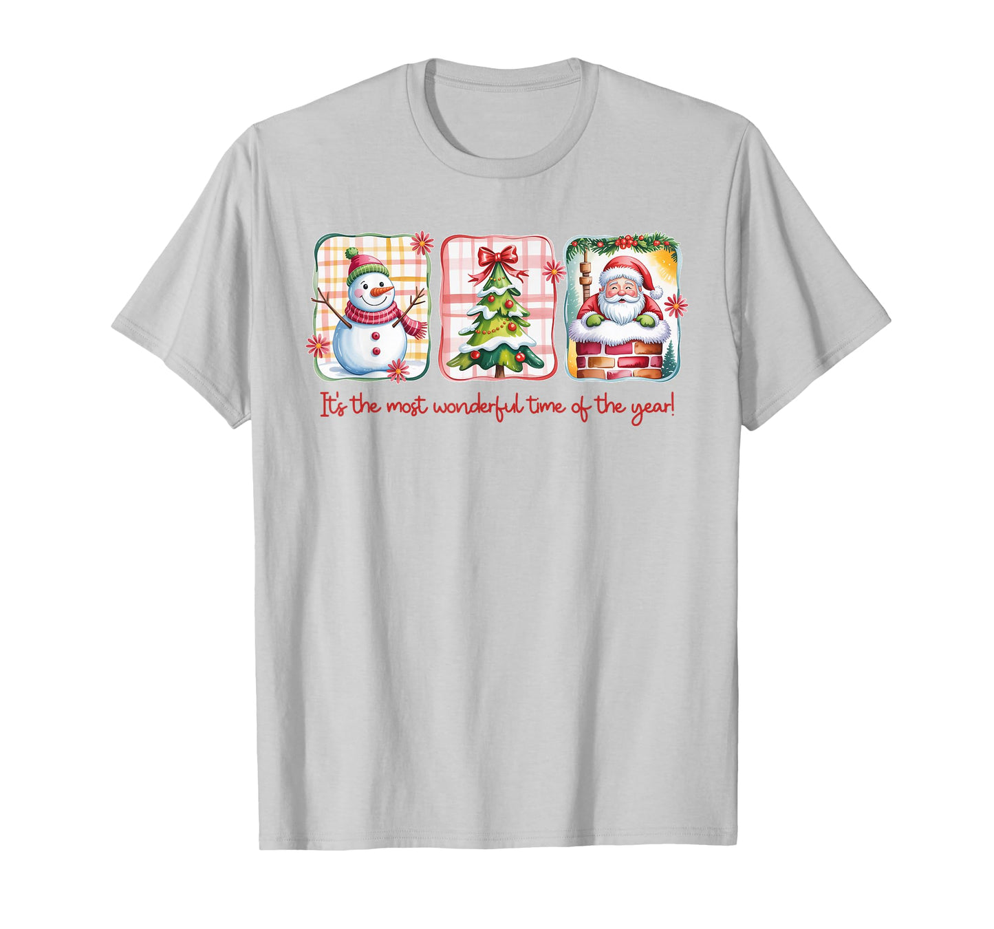 Christmas The Most Wonderful Time of The Year Plaid Snowman T-Shirt