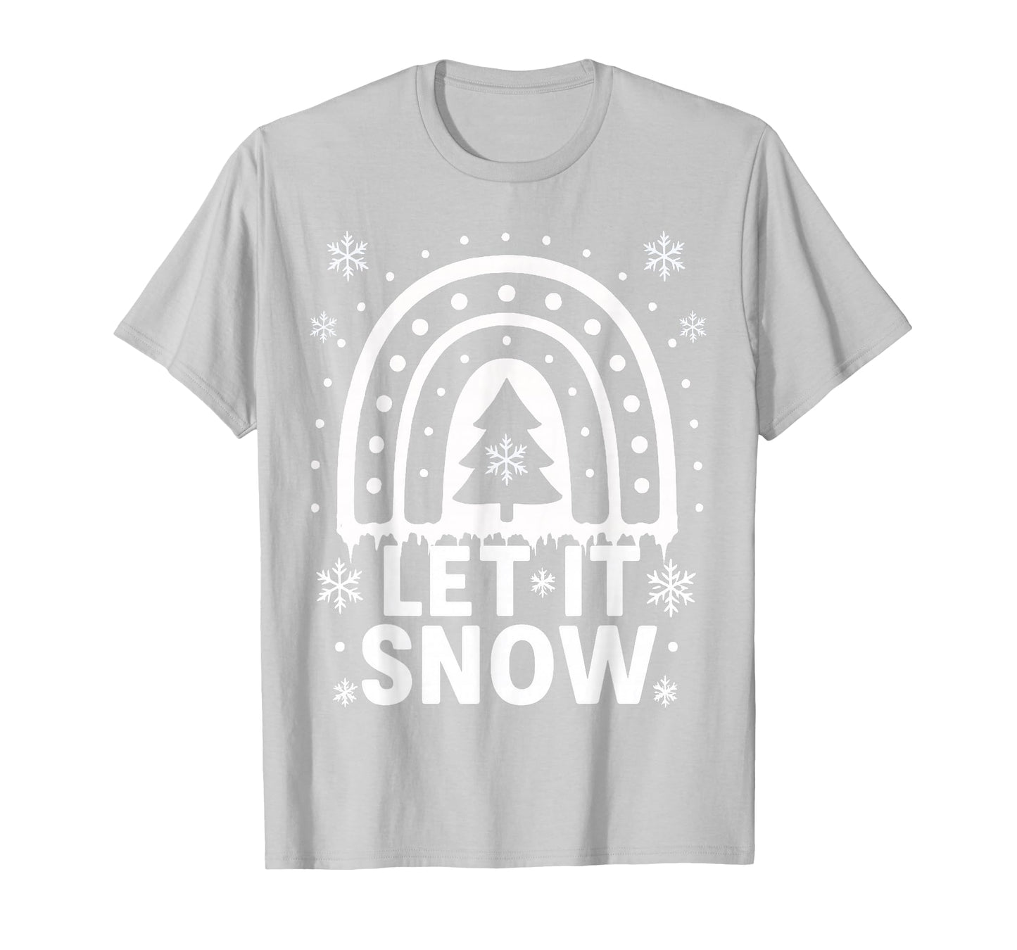 Snowflake Christmas Teacher Student Cute Rainbow Let It Snow T-Shirt