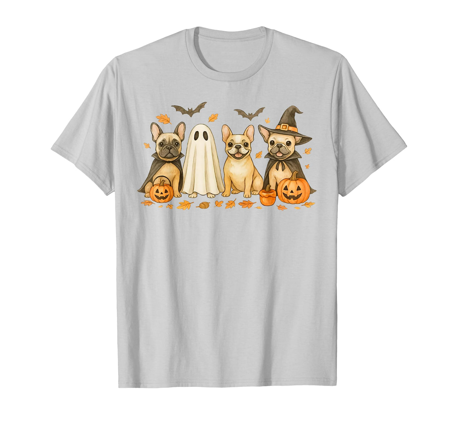 French Bulldog Ghost Witch Pumpkins Halloween Dog Costume T-Shirt